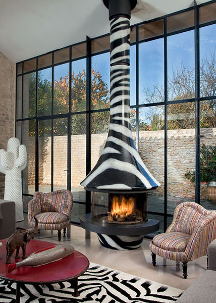 Designer Hanging Wood Burning Fireplace