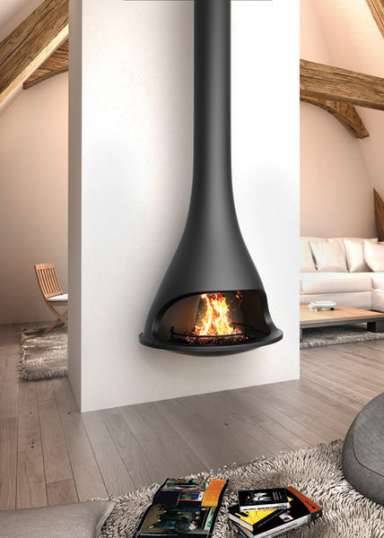 Designer Hanging Wood Burning Fireplace