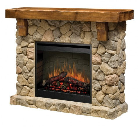 Fieldstone Fireplace and Mantel - Click Fire Inc.